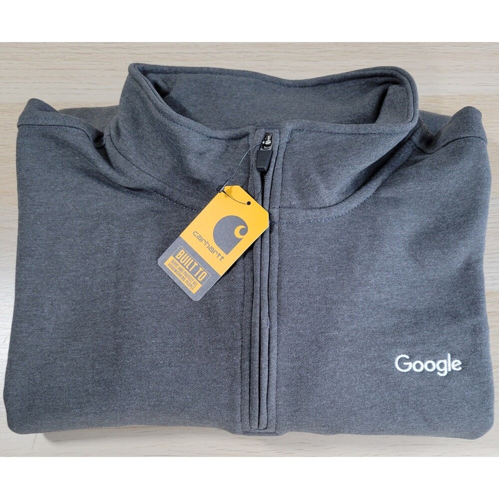 Carhartt Sweatshirt Mens 2XL Loose Midweight 1/4 Zip Mock-Neck Gray Google NWT